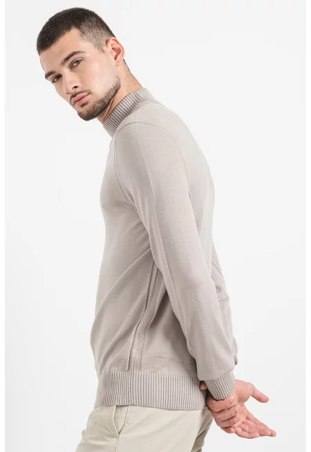 Поло с вълна - Сиво-бежов