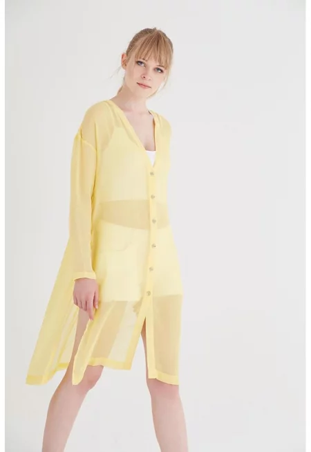 Полупрозрачна жилетка с цепки встрани