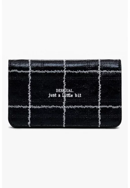 Портфейл от еко кожа с отделяща се презрамка - Черен