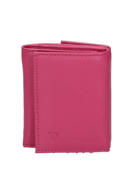 Портфейл от еко кожа с тройно прегъване - Фуксия