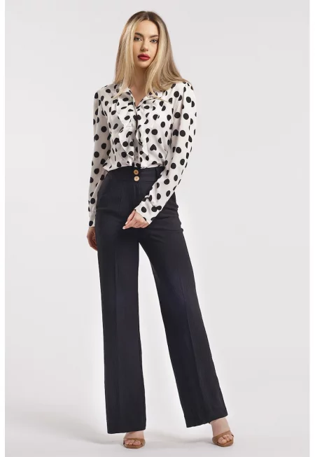 Прав панталон с висока талия - Избеляло черно