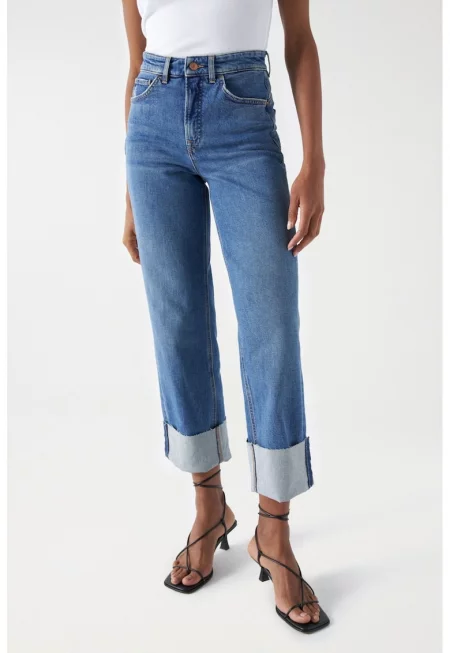 Прави дънки Faith с вталяващ ефект - Син