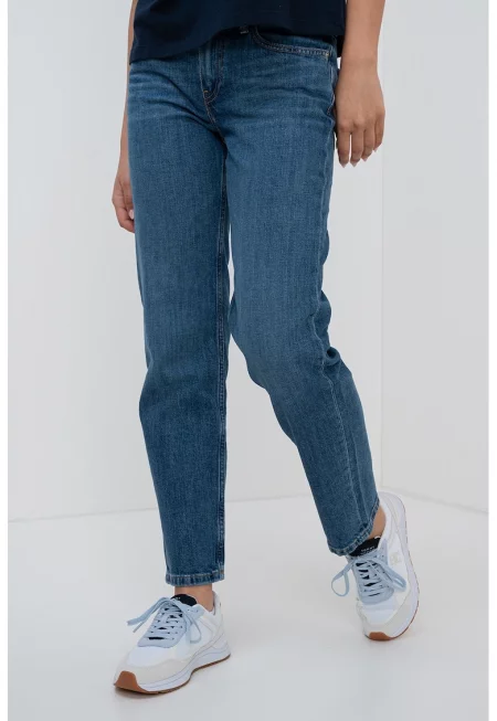 Прави дънки със средна талия - Тъмносин