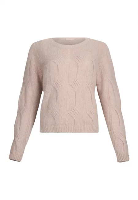 Пуловер с вълна от алпака - Светлорозов