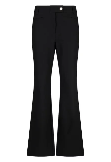 Разкроен панталон с висока талия - Черен