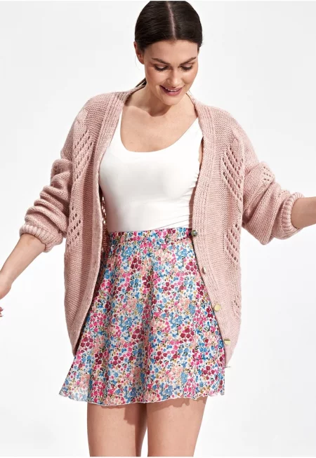 Разкроена мини пола  модел M878 - многоцветна - изработена от полиестер