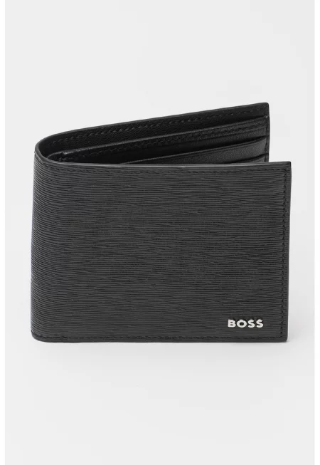 Релефен портфейл с двойно прегъване - Избеляло черно