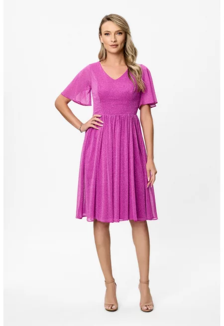 Рокля Mariela с ръкави тип пеперуда - Фуксия