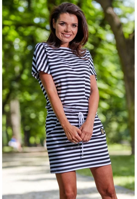 Рокля от памук с шнур на талията