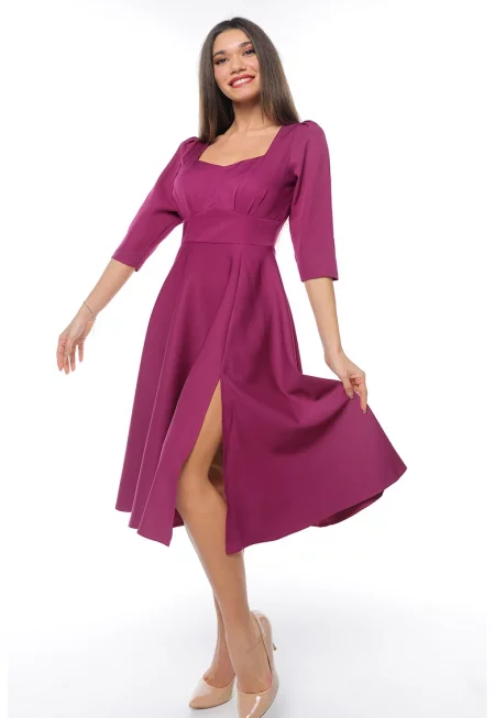 Рокля с цепка встрани - Тъмнорозов