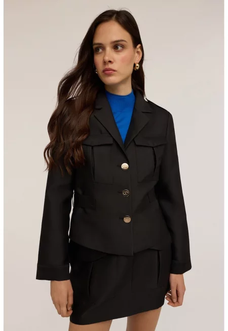 Сако с метални копчета - Черен