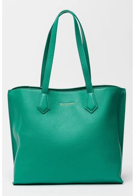 Шопинг чанта от еко кожа с регулируеми презрамки - Аква зелено