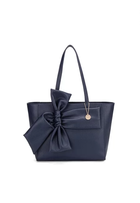 Шопинг чанта Velvetine Elite с цип - Тъмносин