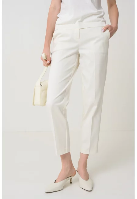Скосен панталон с висока талия - Слонова кост