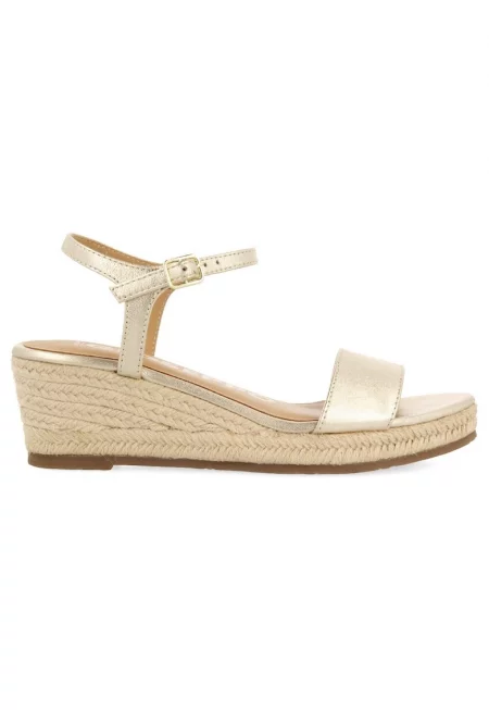 Скосени кожени сандали тип еспадрили - Златист