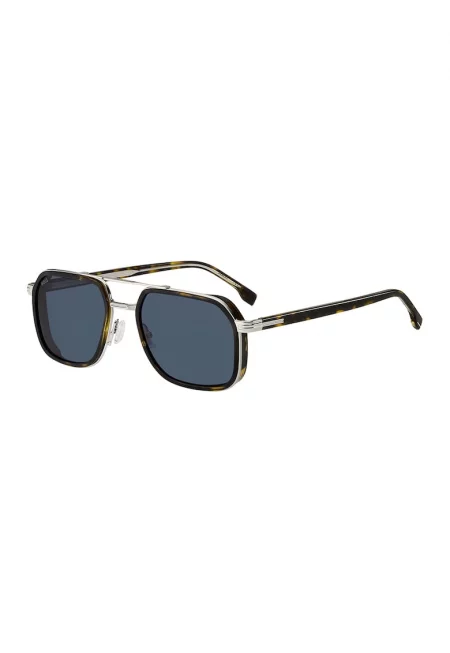 Слънчеви очила Aviator с плътен цвят - Черен/Оранжев