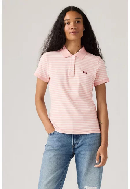 Слим тениска от пике с яка