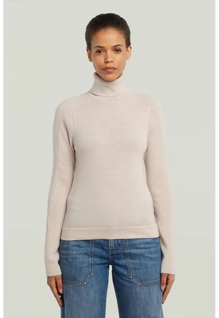 Слим вълнено поло - Крем