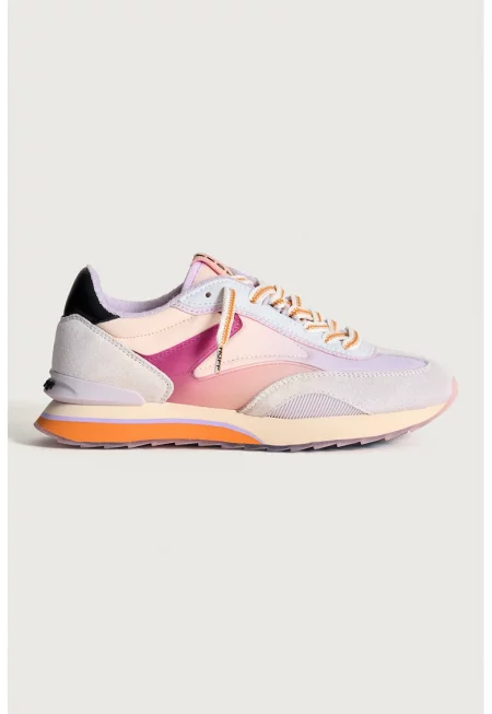 Спортни обувки с велур - Светло сив/Праскова/Лилав