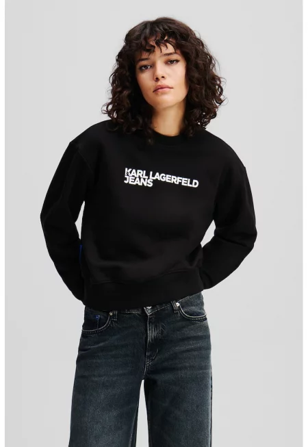 Суитшърт с органичен памук с овално деколте - Черен