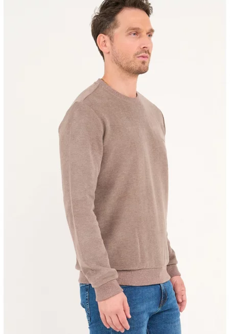 Суитшърт с памук - Тъмнобежово