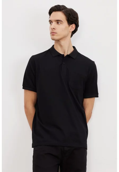 Тениска от пике с яка и джоб на гърдите