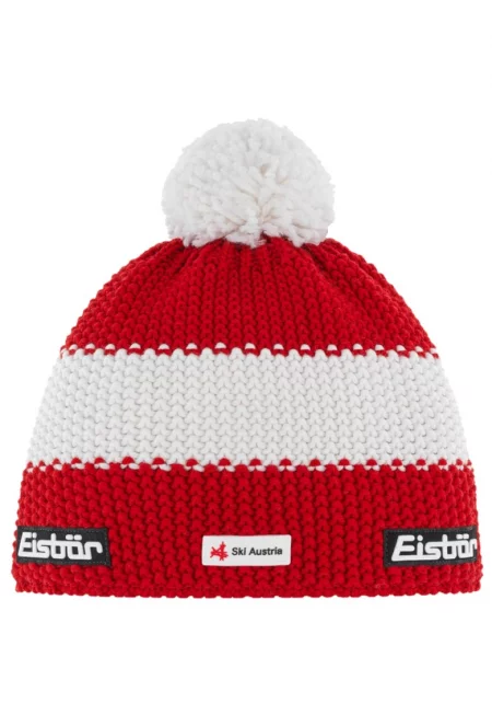 Унисекс шапка - Eisbar Star Pom Pom MU SKA E33140-AUT - Червена - 54-60 см