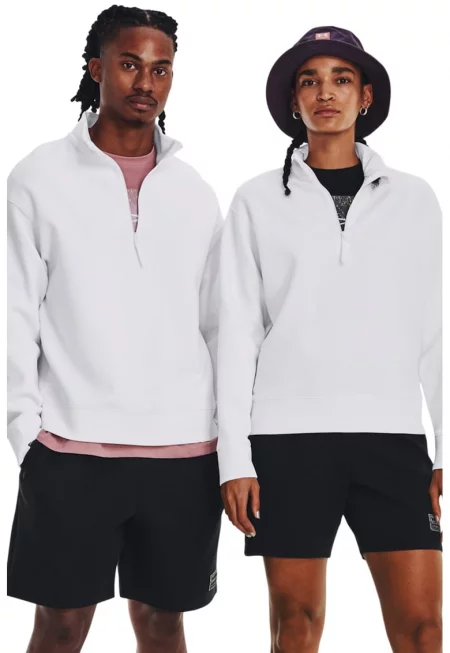 Унисекс спортна блуза Summit с къс цип - Бял/Черен