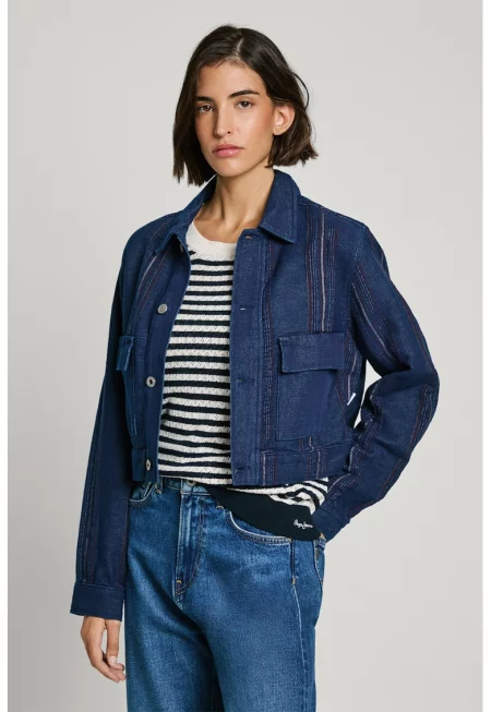 Яке от деним с джобове - Тъмносин