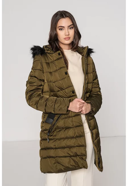 Зимно капитонирано яке Anemone с качулка - Каки