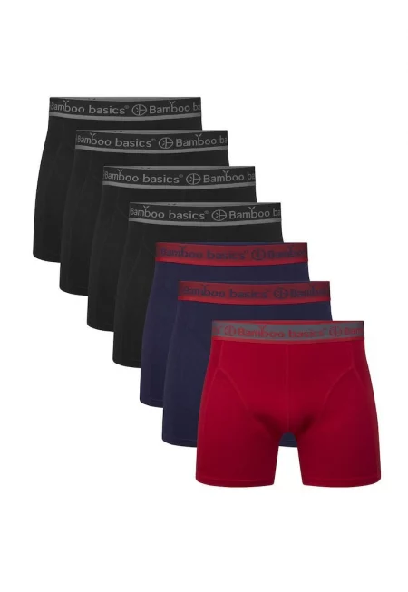 Bamboo - Боксерки Levi - 7 чифта - Червен/Черен/Син