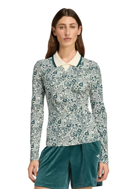 Блуза Liberty с яка и шарка - Зелен/Крем