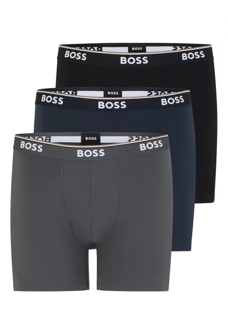 Боксерки с лого - 3 чифта - Черен/Тъмносин