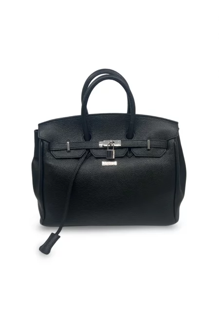 Чанта от естествена кожа Icona Assoluta - черна