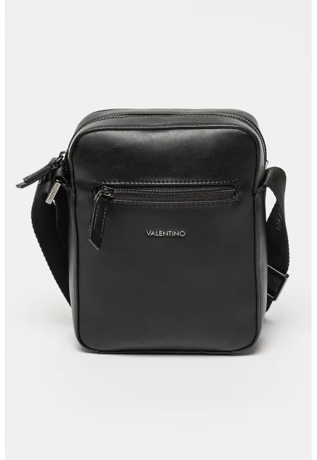 Чанта през рамо Horizon от еко кожа с външен джоб с цип - Черен