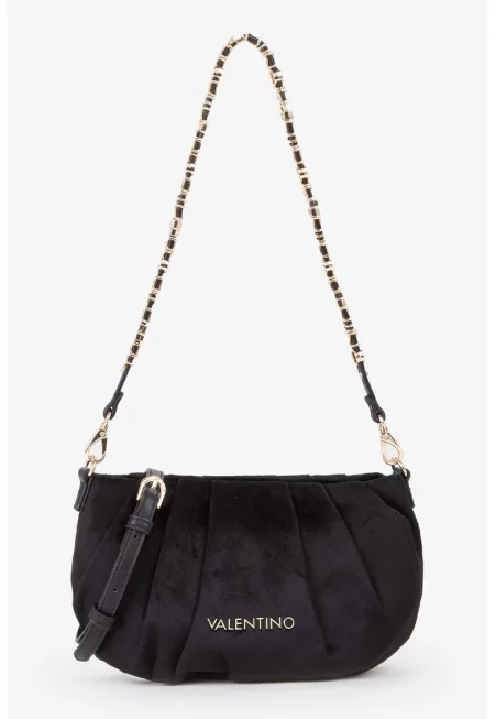 Чанта през рамо от еко велур - Черен