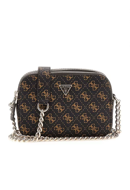 Чанта през рамо с монограм - Черен/Карамел