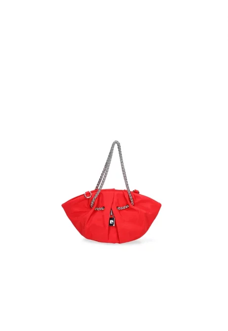 Чанта за рамо от еко кожа с презрамка-верижка - Червен