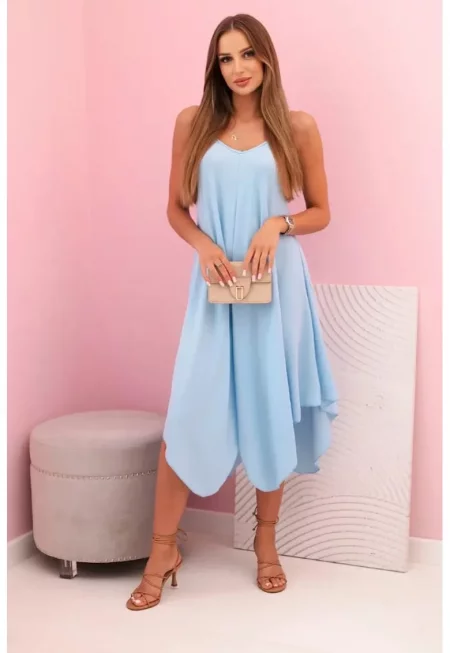 Дамска рокля с разкроена кройка и презрамки - Един размер