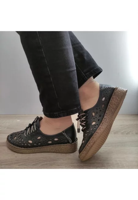 Дамски Ежедневни Обувки 7154-1 - Перфорирани - Черно - Черен