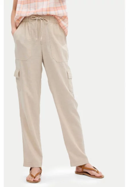 Дамски панталон -  304508486 - Лен/Вискоза - Бежов - - Бежов