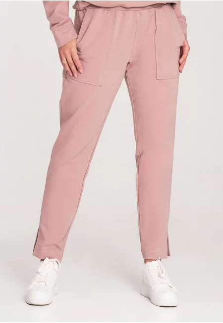 Дамски панталон -  M1035 - тъмно розов - памук/еластан