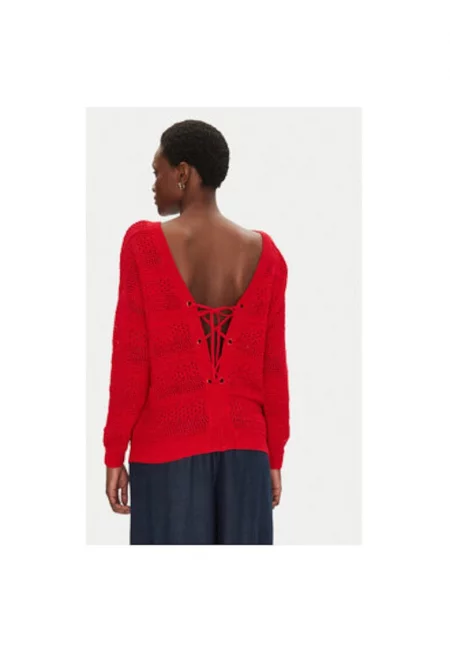 Дамски пуловер  251-MLOVE - Акрил/Памук - Червен - Червен