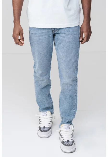 Дънки с памук и средновисока талия - Светлосин