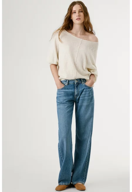 Дънки с висока талия - Светлосин