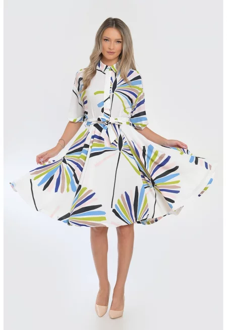 Десенирана рокля Galaction - Бял/Жълт/Син