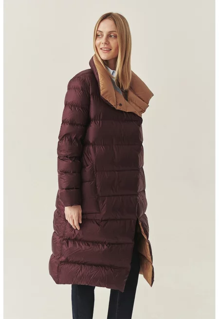 Двулицево зимно яке с пухена вата - Тъмновиолетов