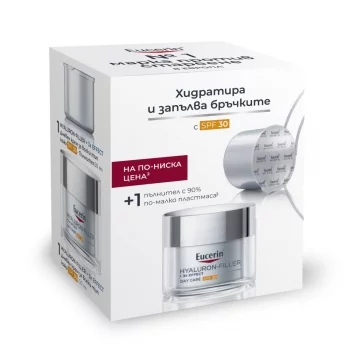 ЕУЦЕРИН ХИАЛУРОН ФИЛЪР Дневен крем за всеки тип кожа 50 мл. SPF30 +  рефил 50 мл. ПРОМО