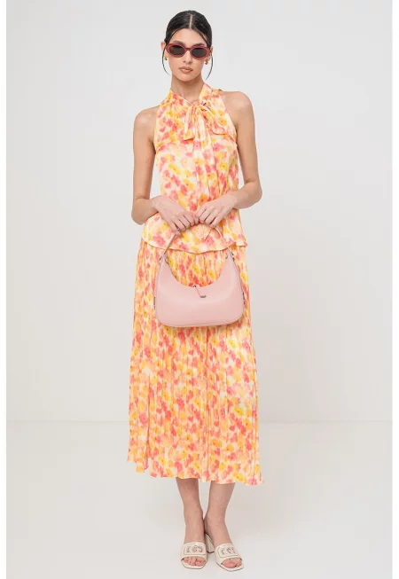 Флорална блуза без ръкави - Жълт/Розово