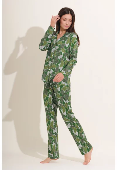 Флорална пижама със странични джобове